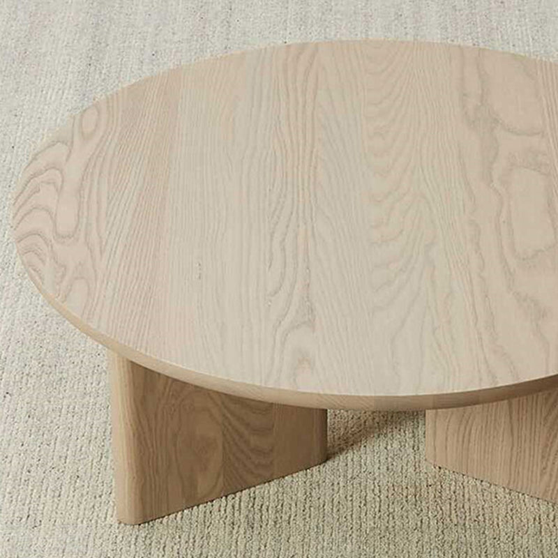 Contemporary Solid Wood Coffee Table Round Abstract Coffee Cocktail Table