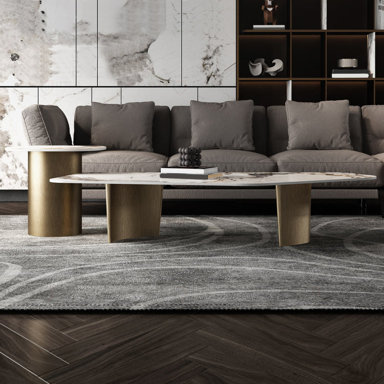 Abstract Cocktail Table Contemporary Slate Top Coffee or End Table
