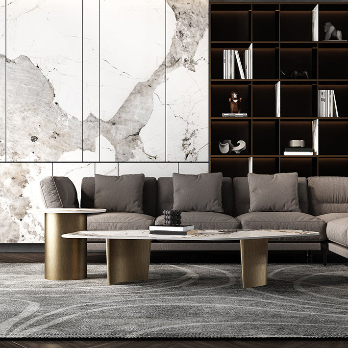 Abstract Cocktail Table Contemporary Slate Top Coffee or End Table