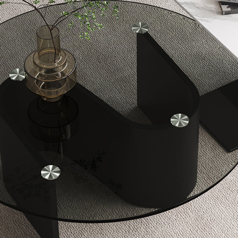 Modern Abstract Coffee Table Glass Wood Coffee Cocktail Table