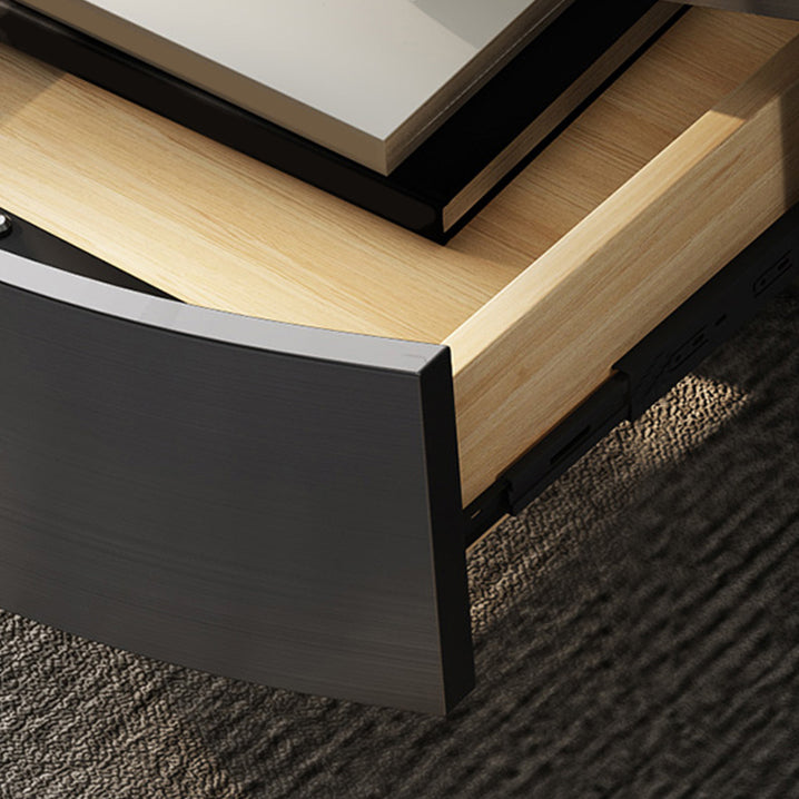 Modern Slate and Glass Top Coffee Table Set Round Drum Cocktail Table