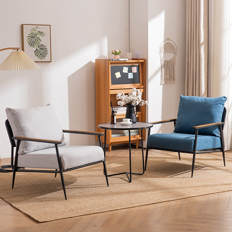 Industrial Solid Color Armchair Square Arms Accent Armchair for Living Room