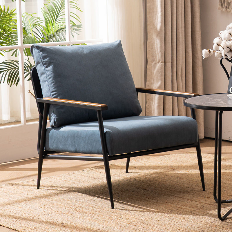 Industrial Solid Color Armchair Square Arms Accent Armchair for Living Room