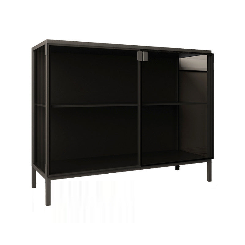 Modern Curio Cabinet Metal Display Cabinet with Doors for Dining Room