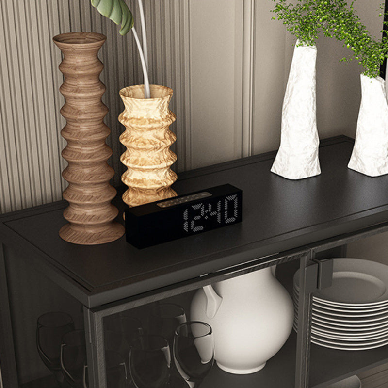 Modern Curio Cabinet Metal Display Cabinet with Doors for Dining Room