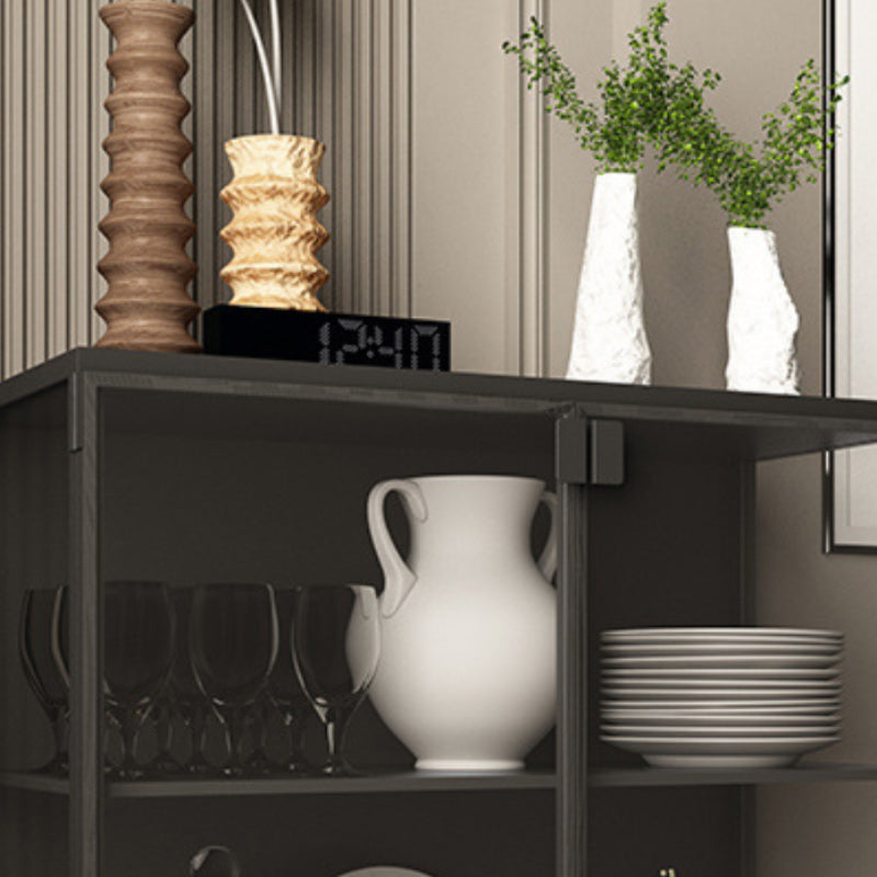 Modern Curio Cabinet Metal Display Cabinet with Doors for Dining Room
