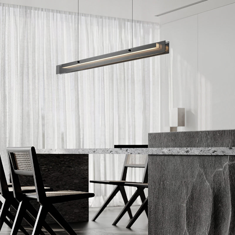 Modern Simple Island Lamp LED Island Hanging Lamp with Glass Shade for Dining Room