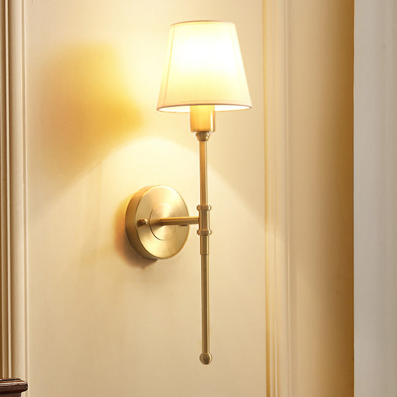 Geometric Wall Light Fixture Modern Fabric 1 Light Wall Sconce in Gold