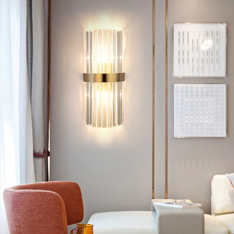 Geometric Wall Lighting Modern Crystal 2 Lights Wall Sconces in Gold