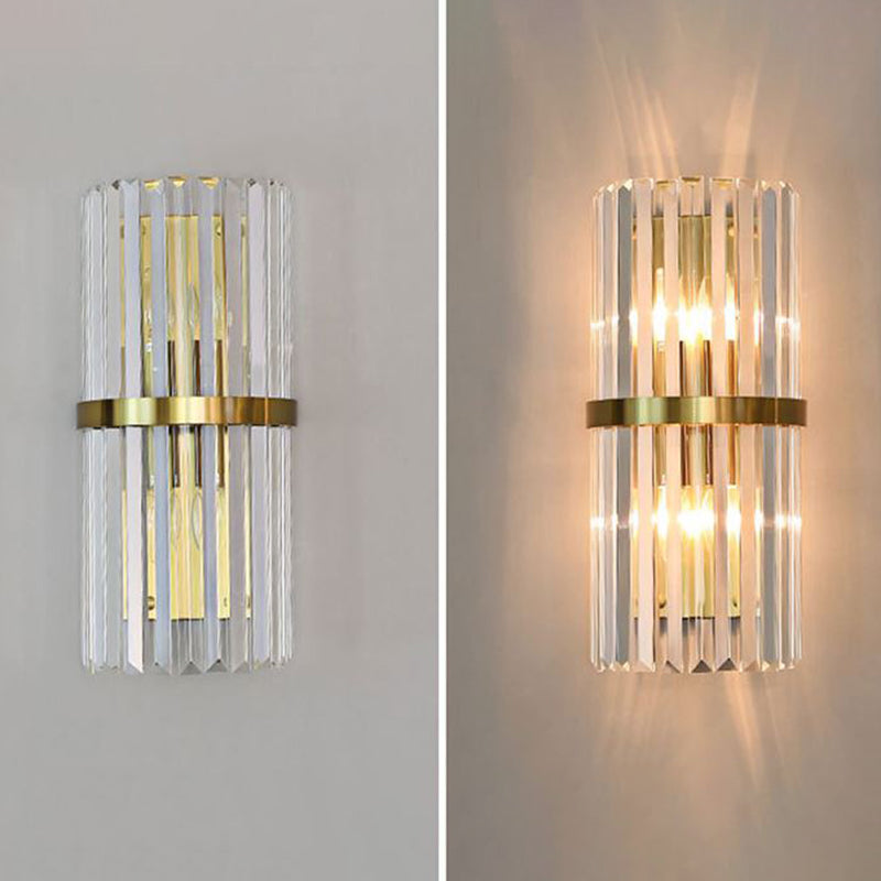 Geometric Wall Lighting Modern Crystal 2 Lights Wall Sconces in Gold