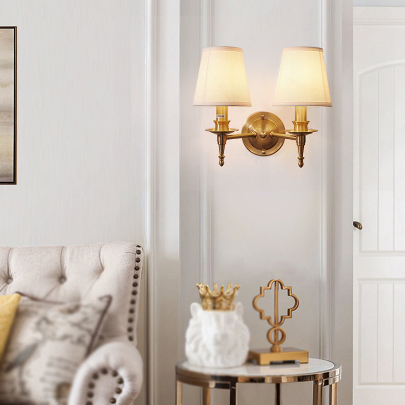 Cone Wall Lighting Modern Fabric Wall Light Fixtures in Gold
