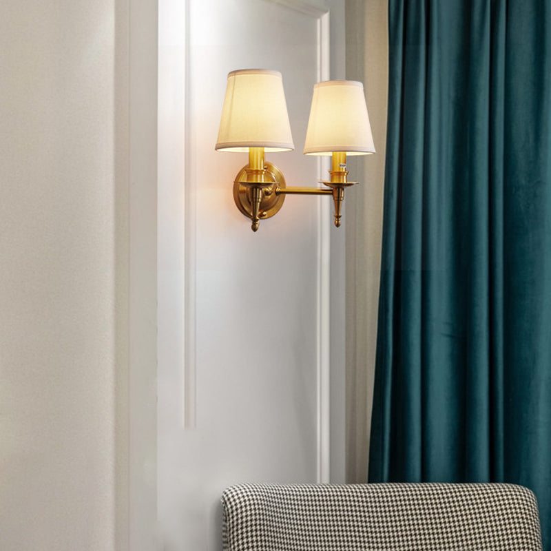 Cone Wall Lighting Modern Fabric Wall Light Fixtures in Gold