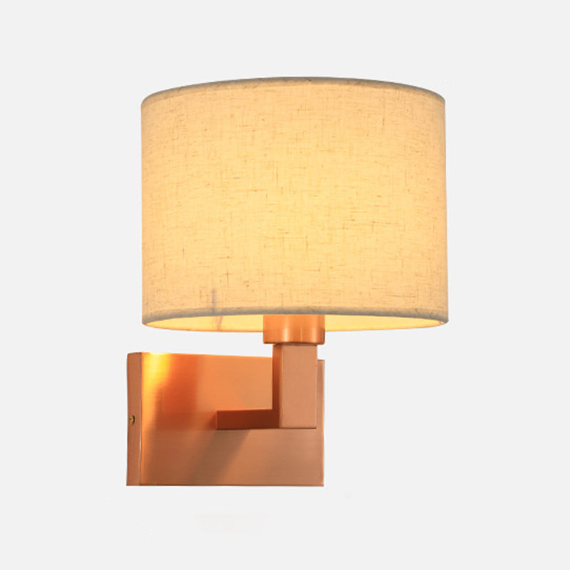 Iron and Fabric Wall Light Post Modern Wall Sconce in Rose Gold Finish
