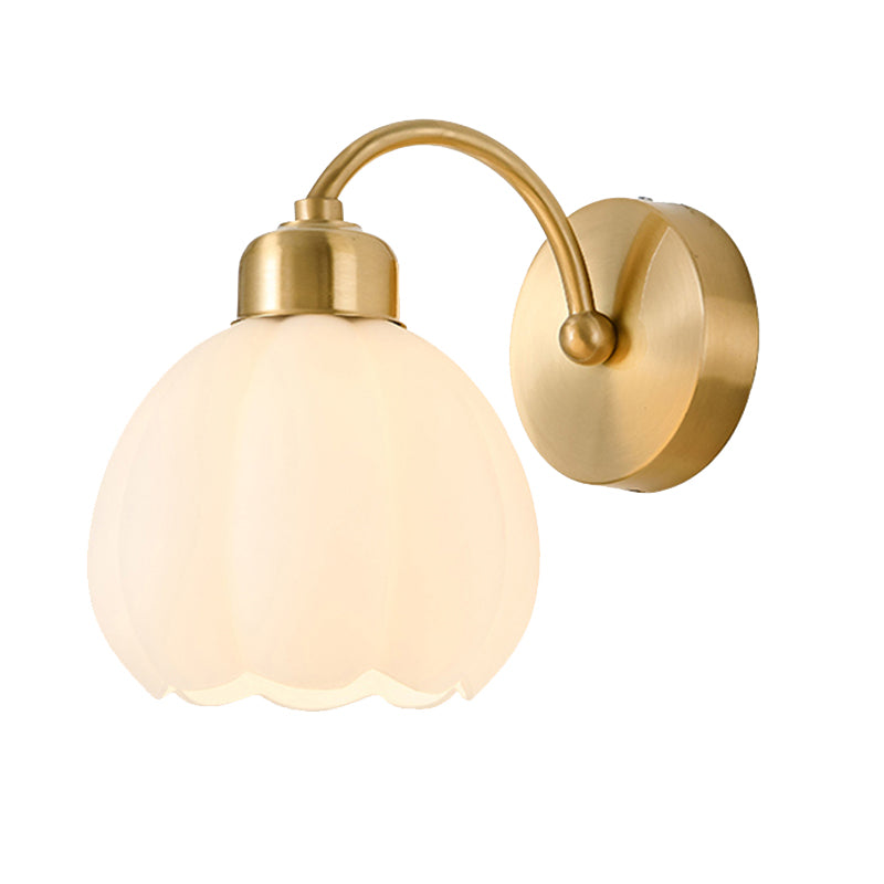Dome Shape Glass Vanity Light Modern Style 1 Light Vanity Light Fixture in Gold