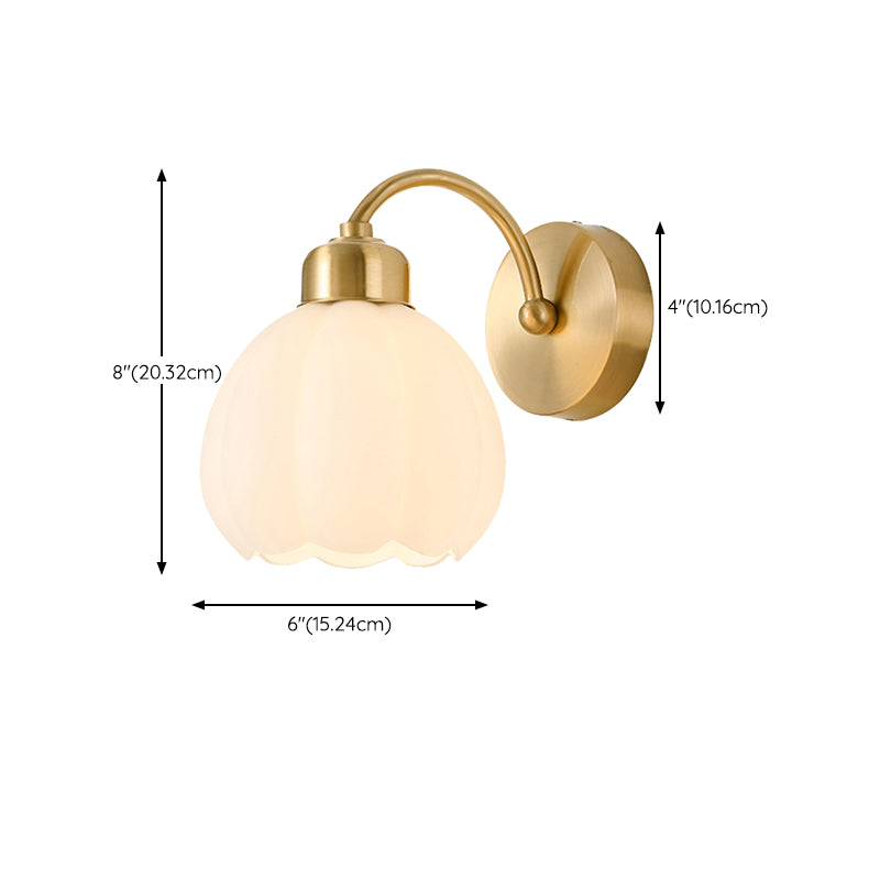 Dome Shape Glass Vanity Light Modern Style 1 Light Vanity Light Fixture in Gold
