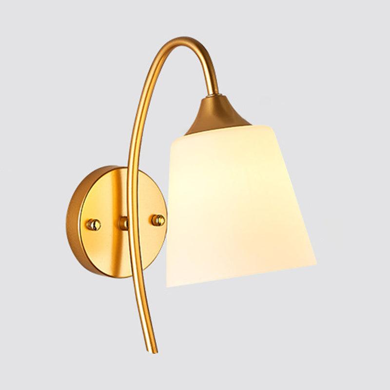 Metal Modern Wall Sconce Geometric Shape Vanity Light with Glass Shade for Bathroom