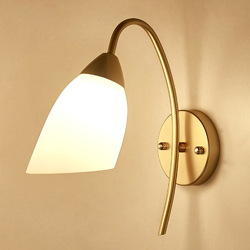 Metal Modern Wall Sconce Geometric Shape Vanity Light with Glass Shade for Bathroom