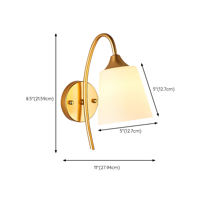 Metal Modern Wall Sconce Geometric Shape Vanity Light with Glass Shade for Bathroom