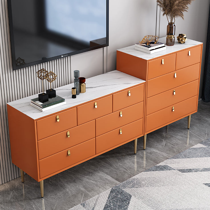 Classic Glam Storage Chest Stone Dresser with 5/6/7 Drawers , 15.6 Inch Width