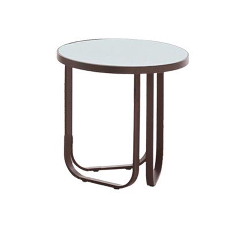 Round Sintered Stone Top Table Industrial Outdoor Table with Metal Base