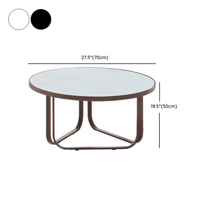 Round Sintered Stone Top Table Industrial Outdoor Table with Metal Base