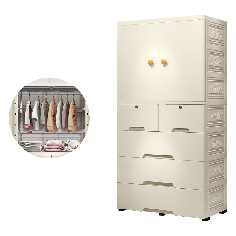 Contemporary Kid's Wardrobe Plastic Kids Closet with Drawers for Bedroom