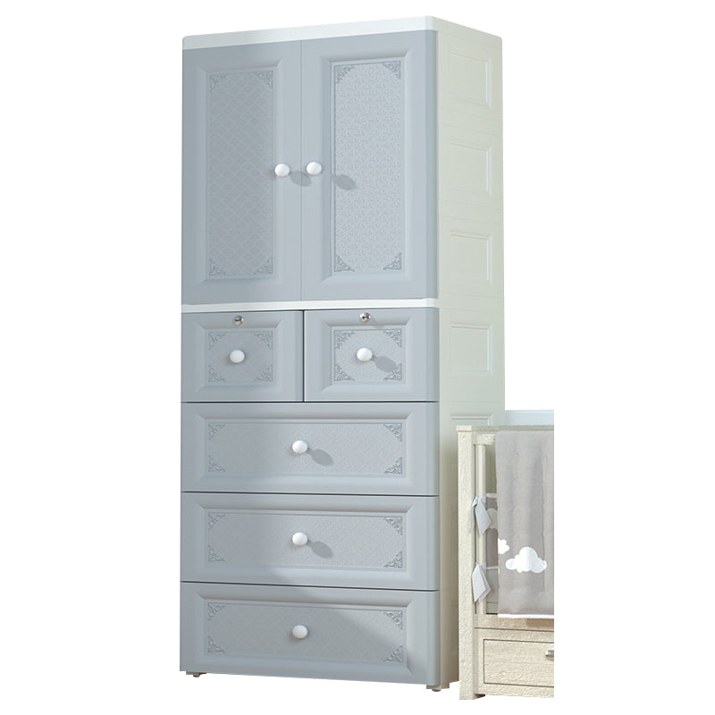 Contemporary Kid's Wardrobe Plastic Door Wardrobe Closet for Bedroom
