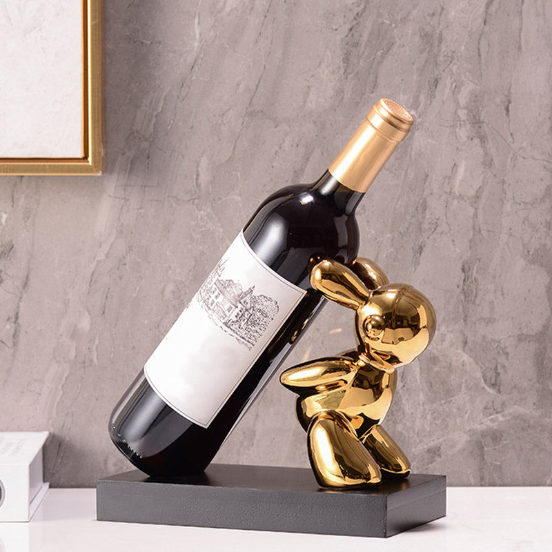 Modern Simple Ceramic Wine Rack Rabbit Shape Wine Bottle Rack for Kitchen