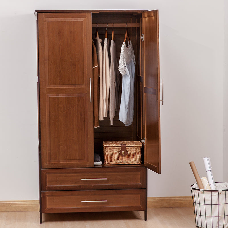 Modern Style Wardrobe Cabinet Wood Clothes Rail Wardrobe Armoire for Bedroom