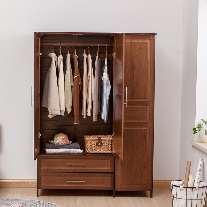 Modern Style Wardrobe Cabinet Wood Clothes Rail Wardrobe Armoire for Bedroom