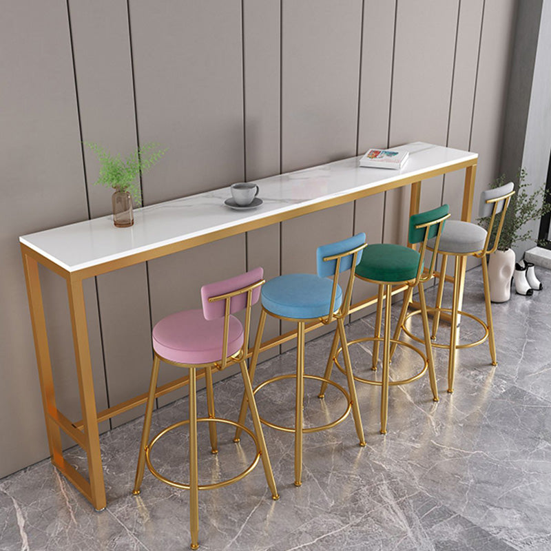 Indoor Glam Bar Dining Table White Marble Rectangle Counter Table