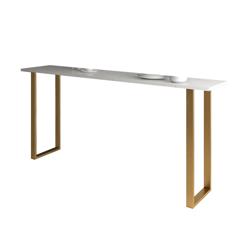 Glam Indoor Bar Dining Table White Marble Rectangle Bar Height Pub Table