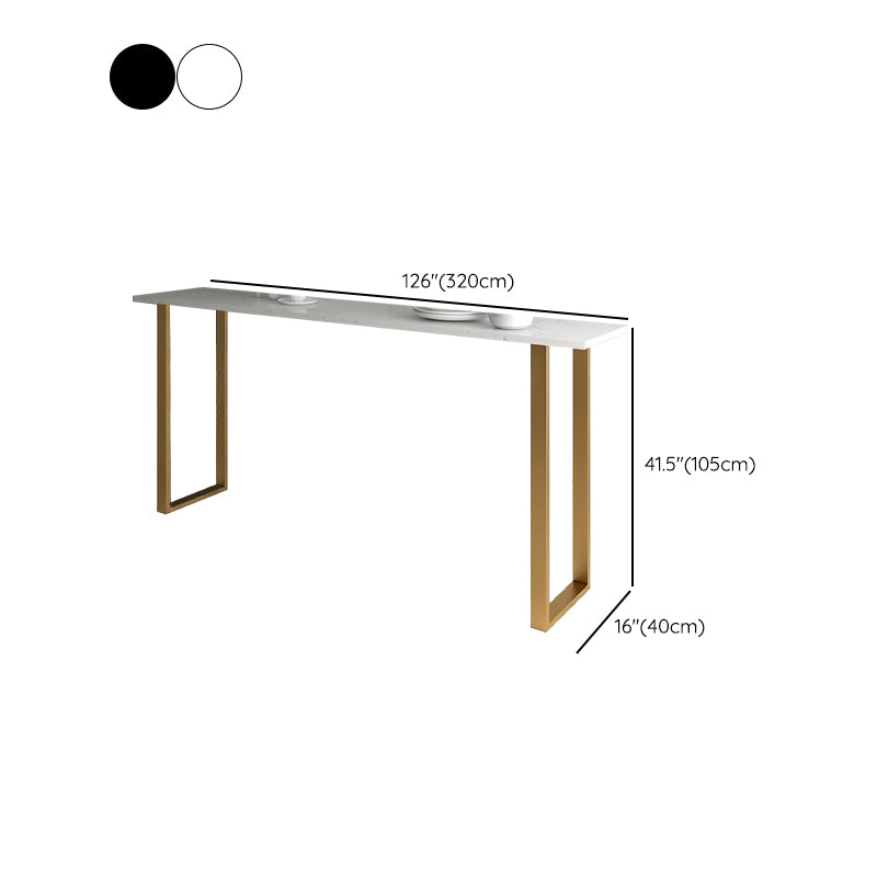 Glam Indoor Bar Dining Table White Marble Rectangle Bar Height Pub Table