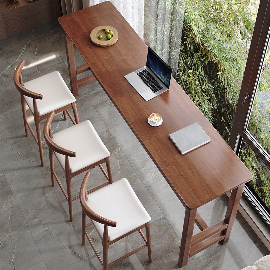 Contemporary Indoor Bar Dining Table Rectangle Trestle Wood Bar Table