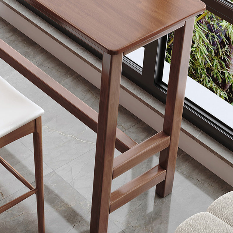 Contemporary Indoor Bar Dining Table Rectangle Trestle Wood Bar Table