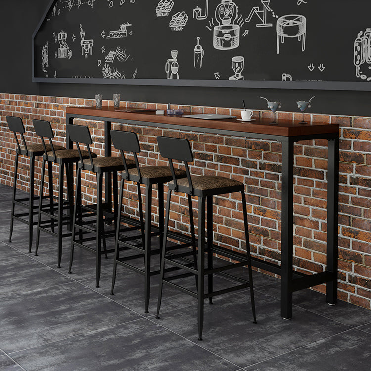 Industrial Bar Table Set 1/6/11 Pieces Solid Wood Counter Table with Upholstered Stools