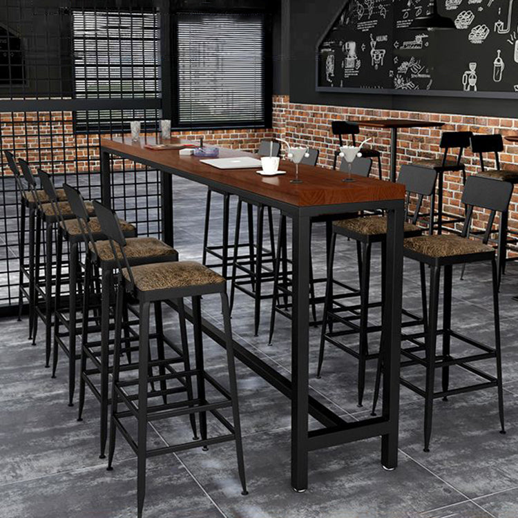 Industrial Bar Table Set 1/6/11 Pieces Solid Wood Counter Table with Upholstered Stools