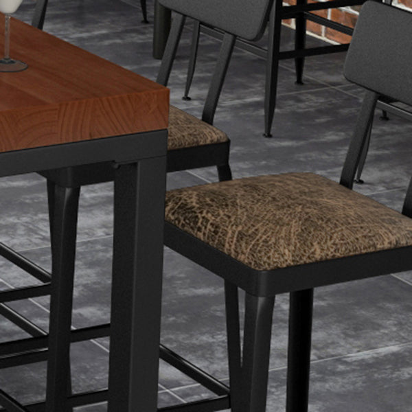 Industrial Bar Table Set 1/6/11 Pieces Solid Wood Counter Table with Upholstered Stools