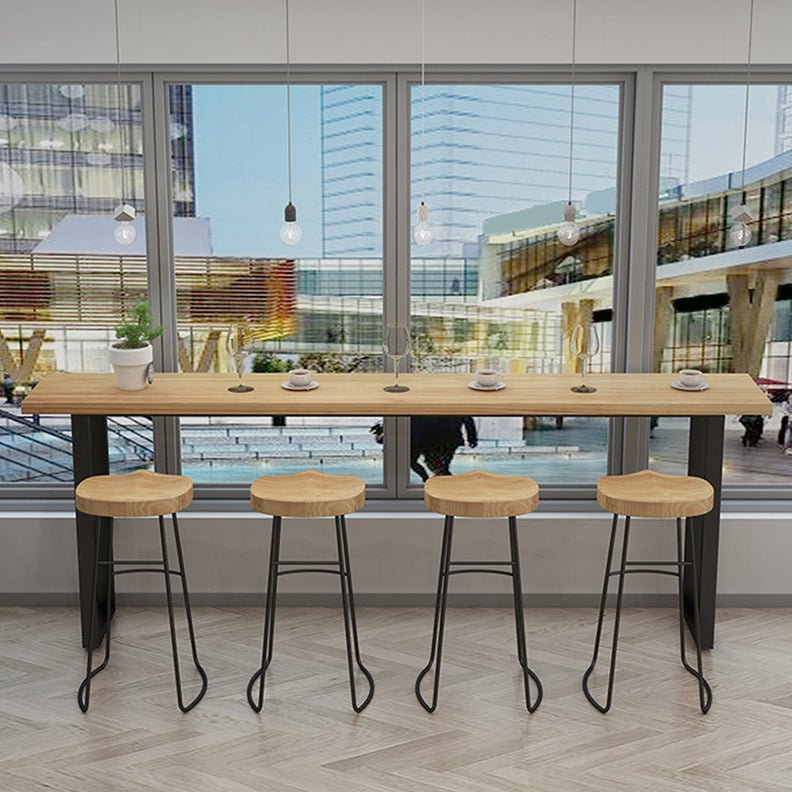 Contemporary Rectangle Bar Table Set 1/5 Pcs Solid Wood Bar Table and Stools