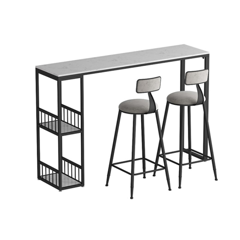 Modern Double Pedestal Bar Table Set 1/3 Pcs Iron Frame Bar Table and Stools