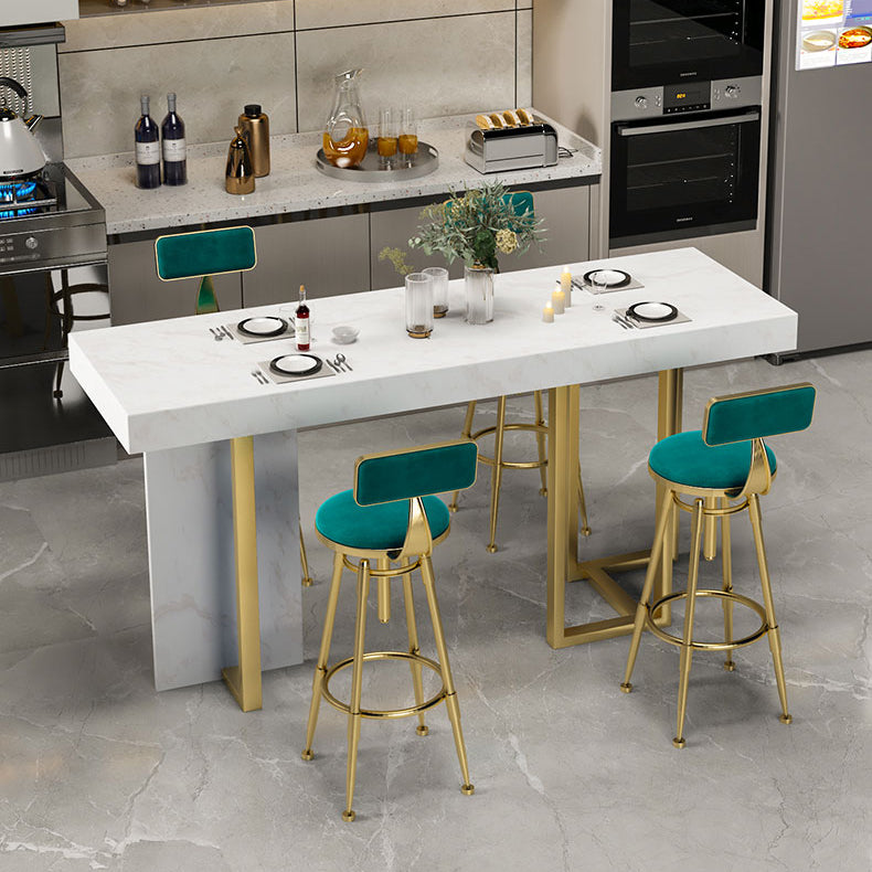 Glam Counter Height Pub Set 1/5 Pcs Faux Marble Bar Table and Adjustable Height Stools