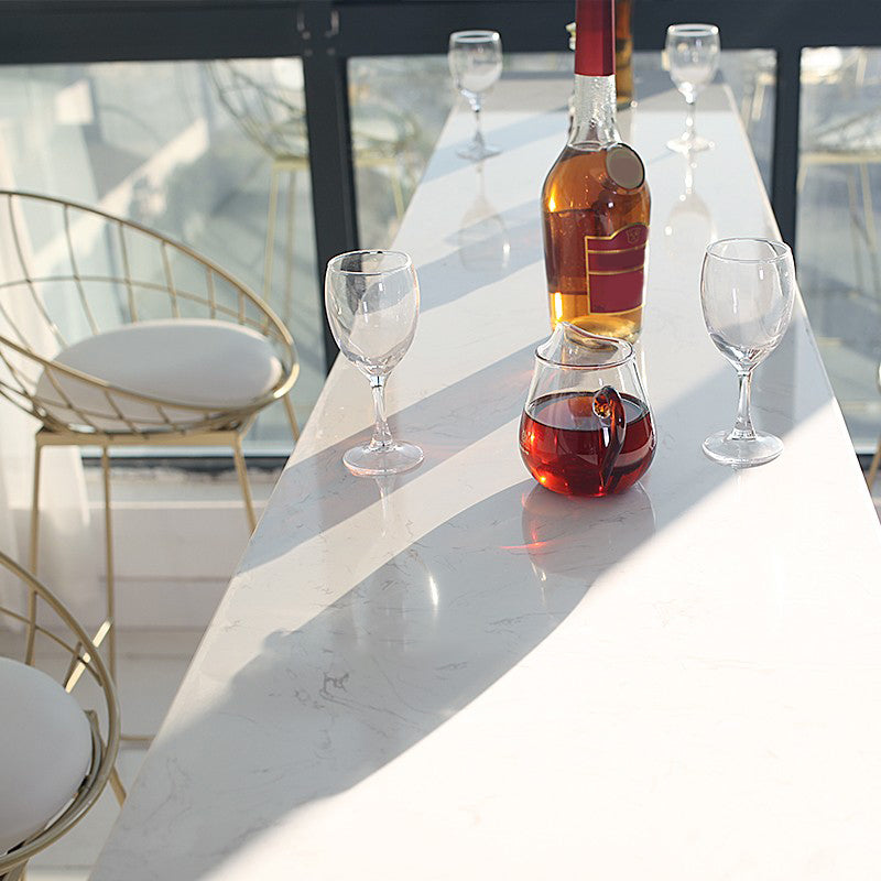 Glam Rectangle Bar Table Set 1/5 Pcs Iron Frame Bar Table and Upholstered Stools