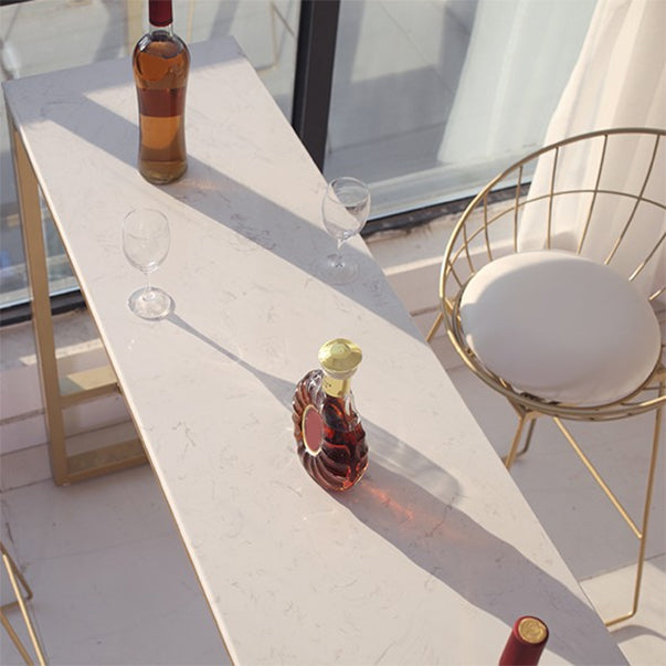 Glam Rectangle Bar Table Set 1/5 Pcs Iron Frame Bar Table and Upholstered Stools