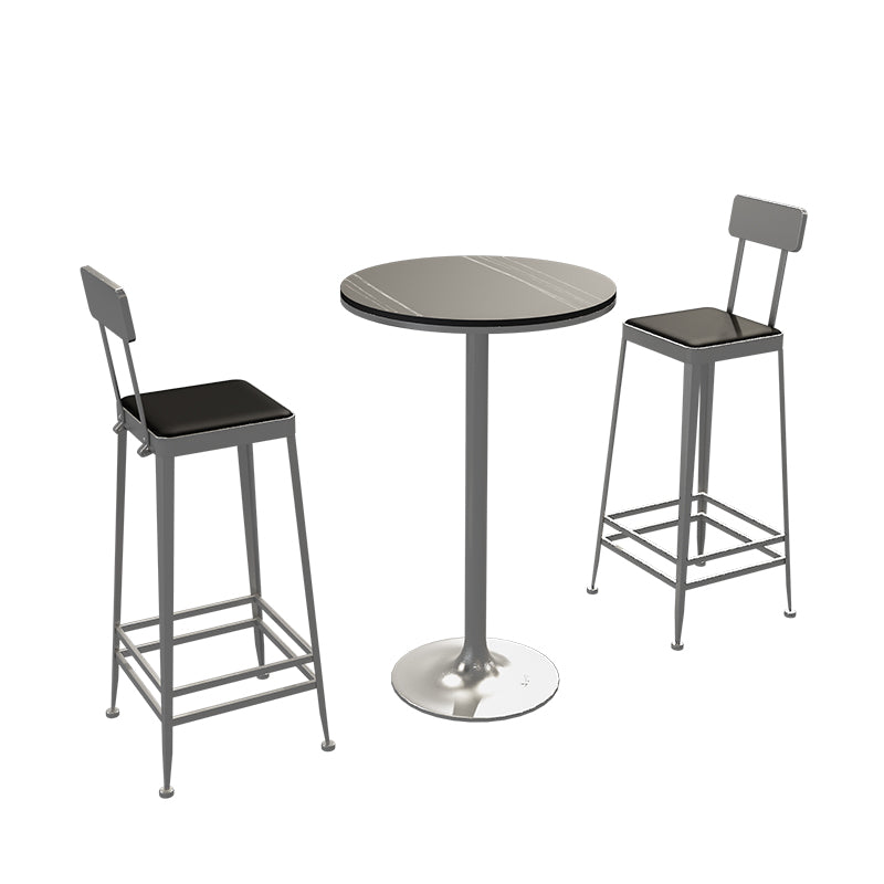 Modern Style Bar Table Set 1/3 Pieces Stone Round Bistro Set for Indoor