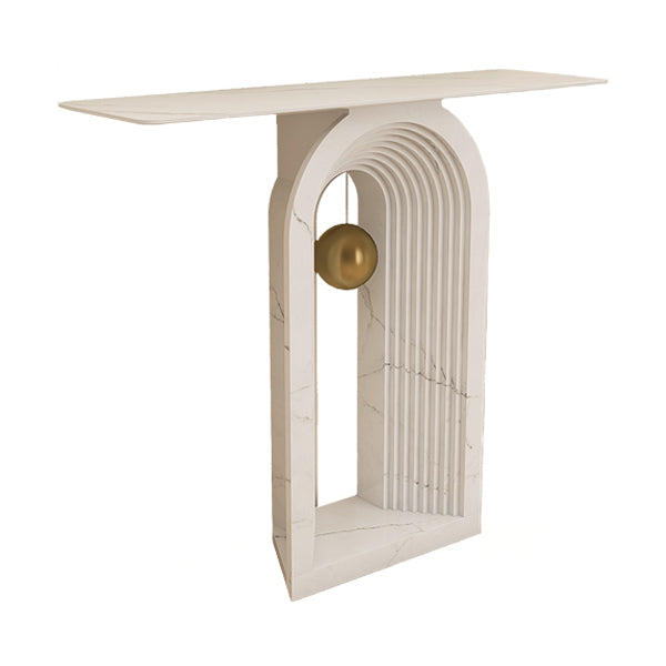 Glam Console Table Rectangle Stone Accent Table , 12 inch Width