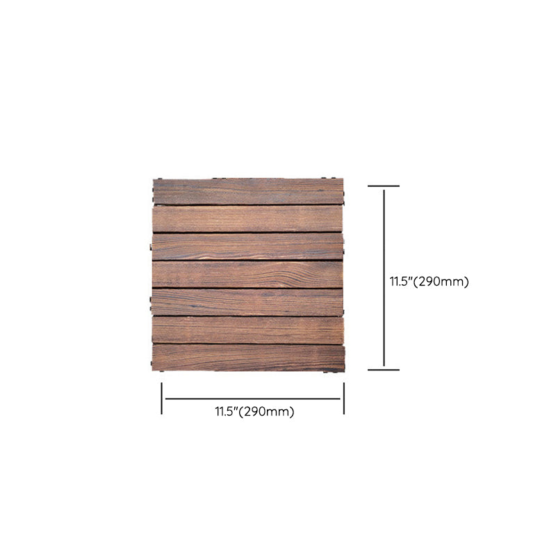7-Slat Square Wood Patio Tiles Snap Fit Installation Outdoor Flooring Tiles