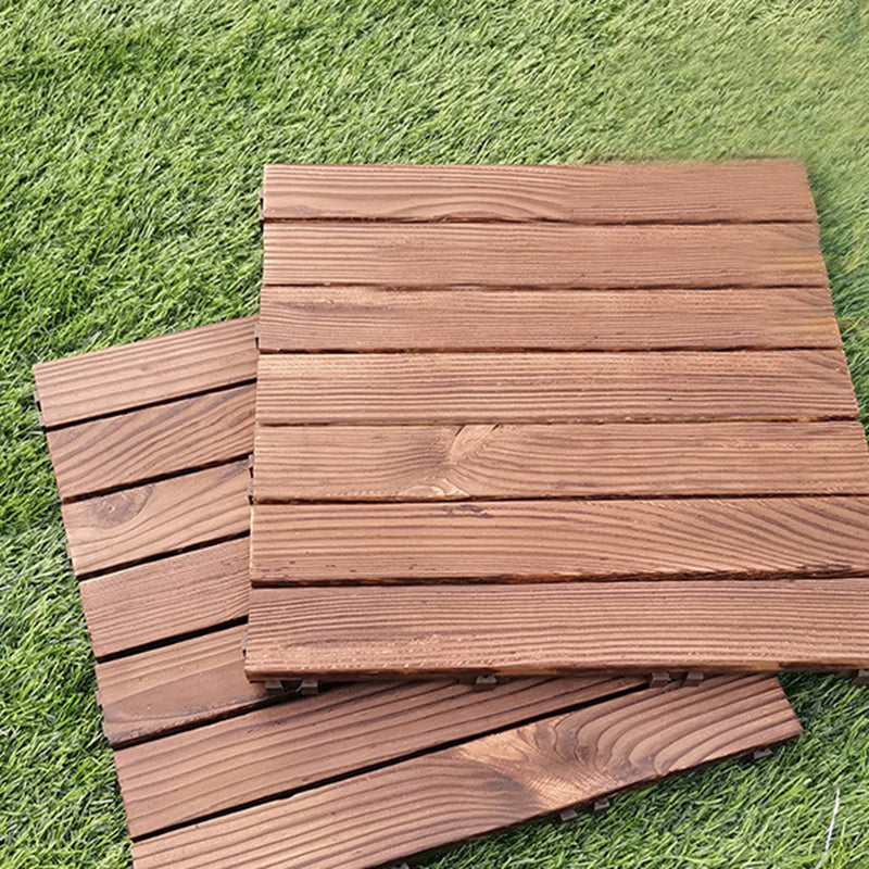 7-Slat Square Wood Floor Tiles Snapping Installation Outdoor Flooring Tiles