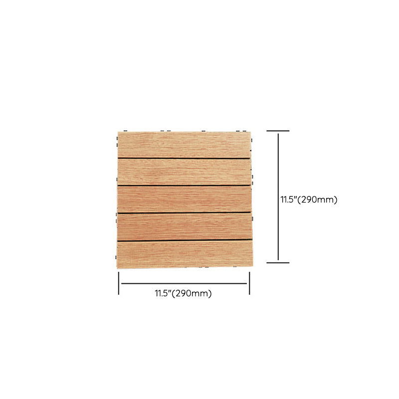 Teak Finish 5-Slat Square Wood Flooring Tile Interlocking Outdoor Flooring Tiles