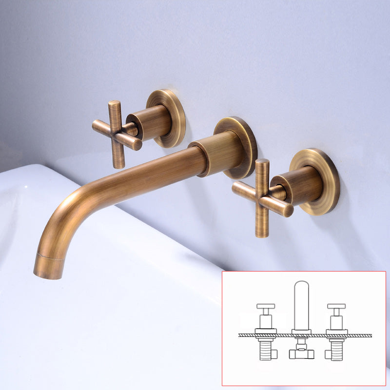 Industrial Wall Mounted Bathroom Faucet Vintage 2-Handle Sink Faucet
