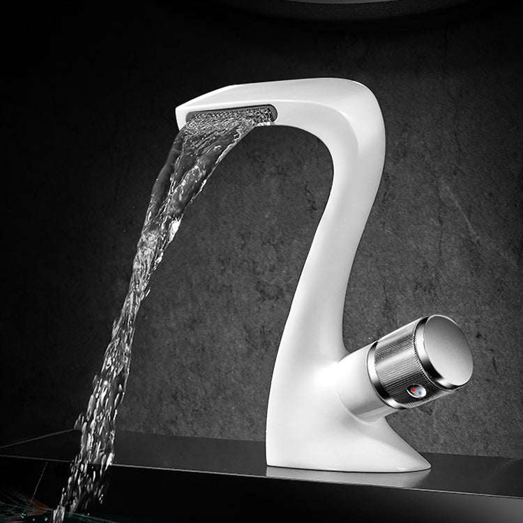 Modern Faucet Bathroom Knob Handle Single Hole Waterfall Spout Faucet